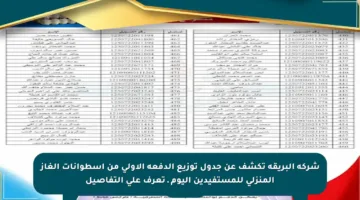 شركة البريقة تكشف عن جدول توزيع الدفعة الأولى من أسطوانات الغاز المنزلي للمستفيدين اليوم ـ تعرف على التفاصيل